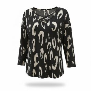 Black and Cream Animal Print Light-weight sweater - Size S